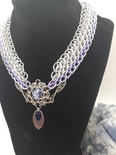 Load image into Gallery viewer, Purple Swarovski Crystal Dragonscale Weave Choker Necklace
