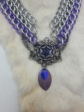 Load image into Gallery viewer, Purple Swarovski Crystal Dragonscale Weave Choker Necklace