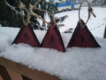 Load image into Gallery viewer, Leather Rune Pyramid Ornament