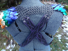 Load image into Gallery viewer, Scalemail Pauldrons Pair - Custom Leather Straps
