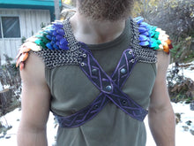 Load image into Gallery viewer, Scalemail Pauldrons Pair - Custom Leather Straps