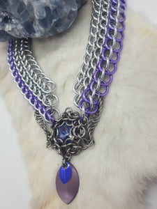 Purple Swarovski Crystal Dragonscale Weave Choker Necklace