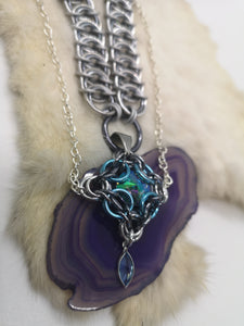 Ice Swarovski Crystal Dragonscale Weave Choker Necklace