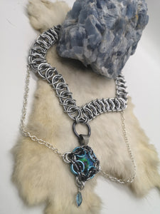 Ice Swarovski Crystal Dragonscale Weave Choker Necklace