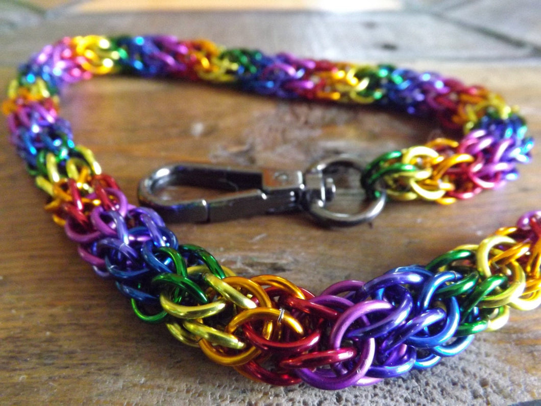 Wallet Chain - Rainbow Candy Cane Weave
